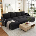 Polibi U-Shaped Convertible Sectional Sofa with Storage Chaise Lounges, USB Ports, Cup Holders & Pull-Out Bed