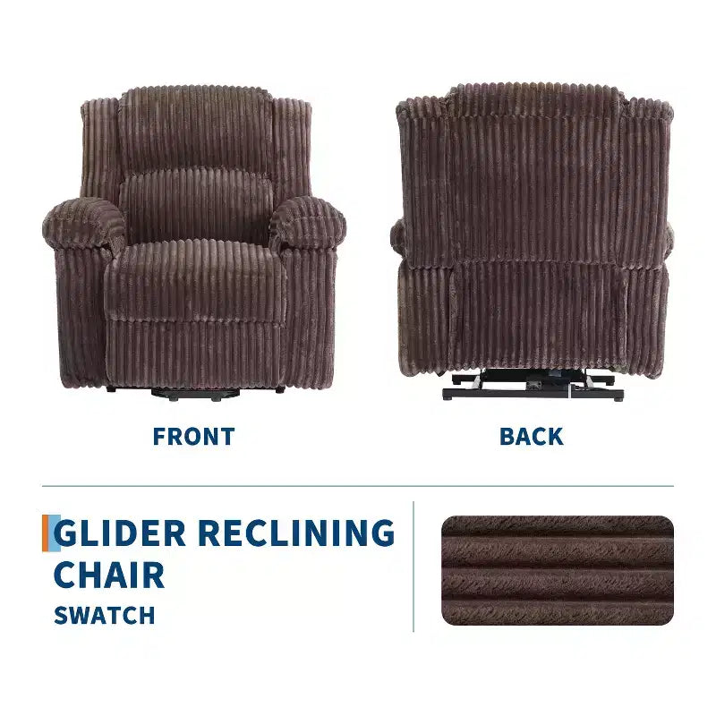 Manual Recliner Sofa, Corduroy Recliner Chair, Adjustable Recliner, Pillow Top Arms, Thick Padding, 400LBS Capacity, for Bedroom, Home Theater