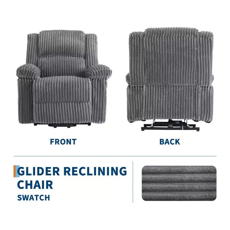 Manual Recliner Sofa, Corduroy Recliner Chair, Adjustable Recliner, Pillow Top Arms, Thick Padding, 400LBS Capacity, for Bedroom, Home Theater