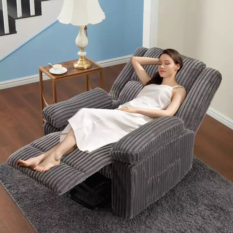 Manual Recliner Sofa, Corduroy Recliner Chair, Adjustable Recliner, Pillow Top Arms, Thick Padding, 400LBS Capacity, for Bedroom, Home Theater