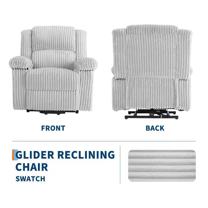 Manual Recliner Sofa, Corduroy Recliner Chair, Adjustable Recliner, Pillow Top Arms, Thick Padding, 400LBS Capacity, for Bedroom, Home Theater