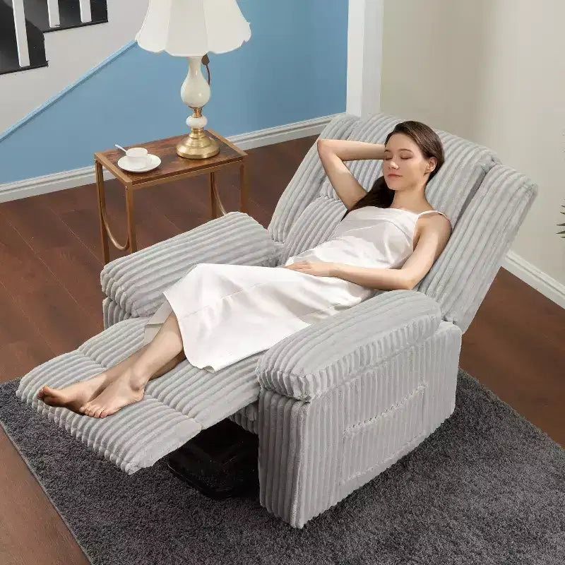 Manual Recliner Sofa, Corduroy Recliner Chair, Adjustable Recliner, Pillow Top Arms, Thick Padding, 400LBS Capacity, for Bedroom, Home Theater