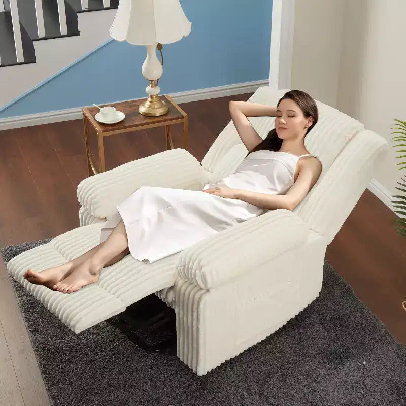 Manual Recliner Sofa, Corduroy Recliner Chair, Adjustable Recliner, Pillow Top Arms, Thick Padding, 400LBS Capacity, for Bedroom, Home Theater