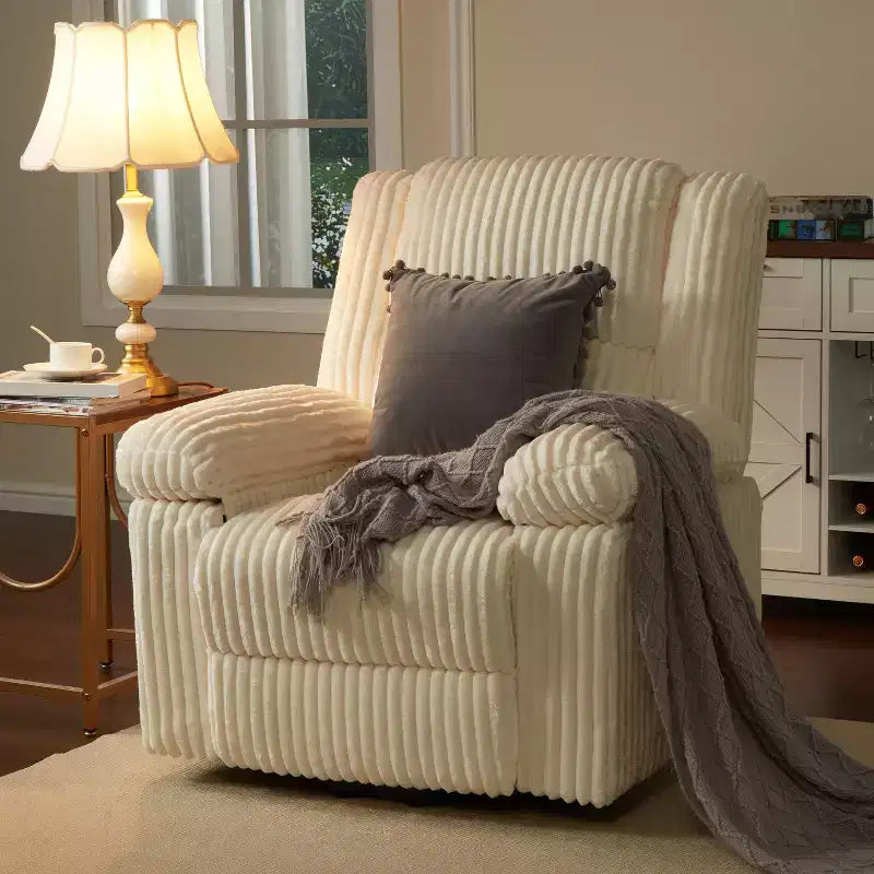 Manual Recliner Sofa, Corduroy Recliner Chair, Adjustable Recliner, Pillow Top Arms, Thick Padding, 400LBS Capacity, for Bedroom, Home Theater