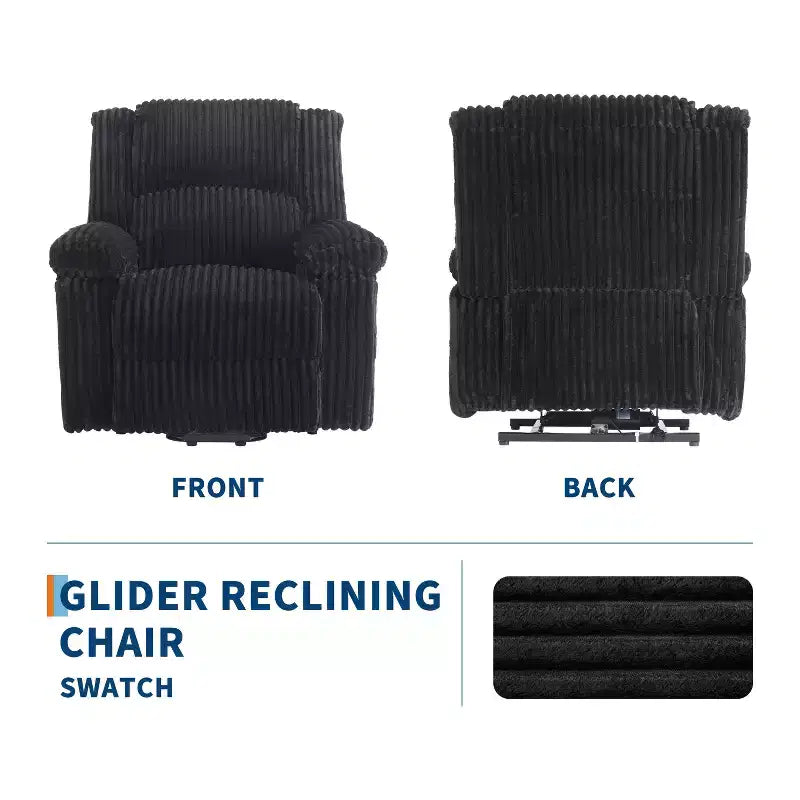 Manual Recliner Sofa, Corduroy Recliner Chair, Adjustable Recliner, Pillow Top Arms, Thick Padding, 400LBS Capacity, for Bedroom, Home Theater