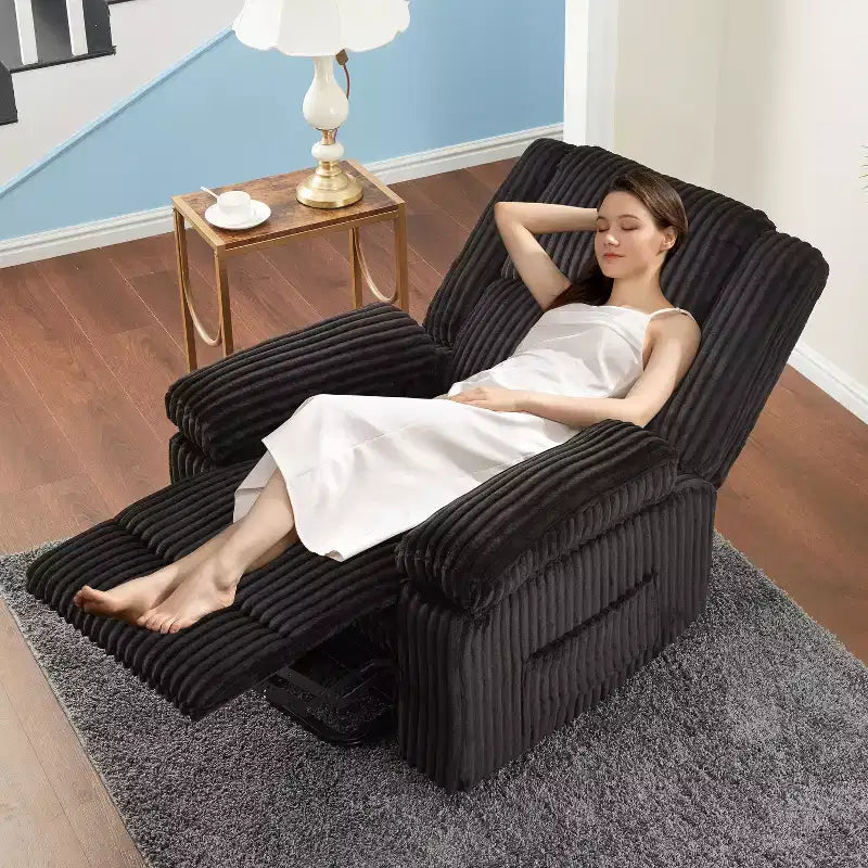 Manual Recliner Sofa, Corduroy Recliner Chair, Adjustable Recliner, Pillow Top Arms, Thick Padding, 400LBS Capacity, for Bedroom, Home Theater