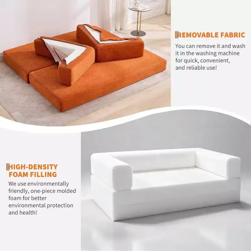 78 Convertible Chaise Lounge Sofa Bed, Corduroy Folding Sleeper Sofa, Oversized Folding Chair, No-Assembly, Modular Couch Bed Lounge Couch