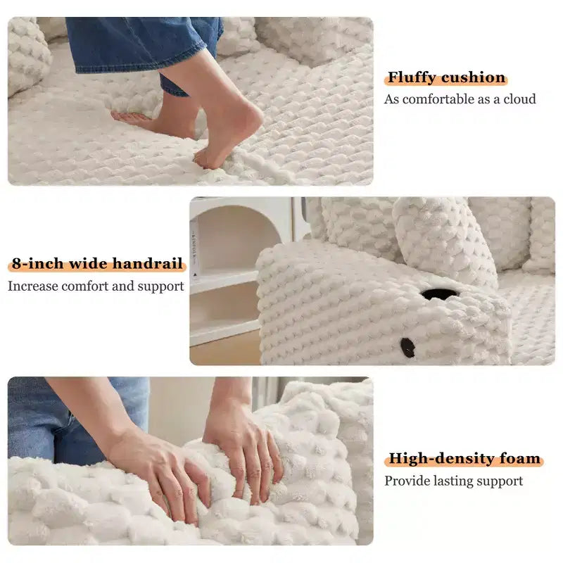 60 Oversized Chaise Lounge Indoor, Upholstered Sofa Bed, Comfy Reading Chair Fluffy Plush Cozy Couch Sofa Bed, for Living Room, Bedroom, Home