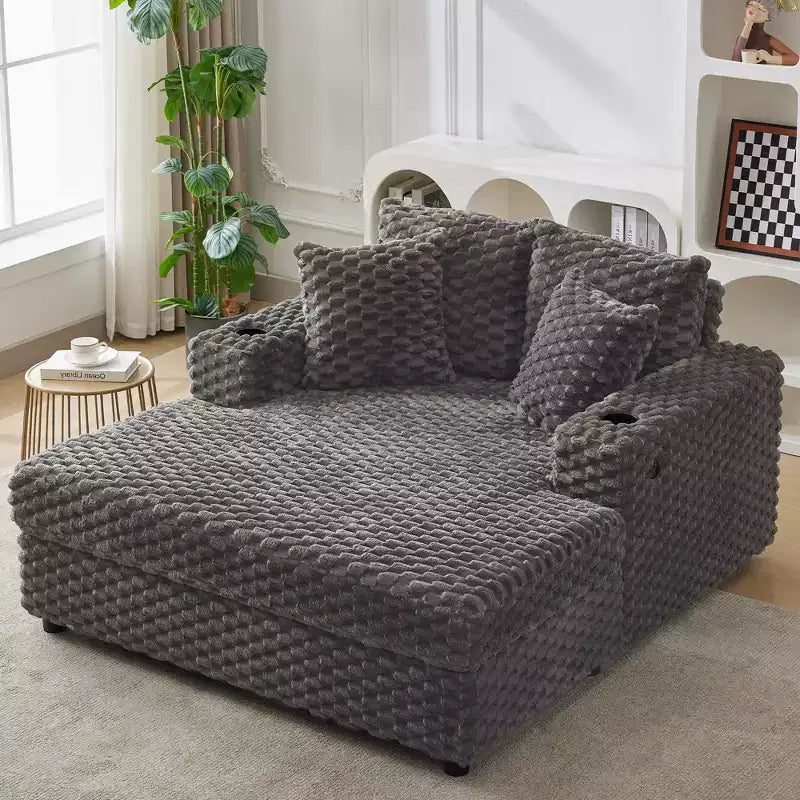 60 Sillones Diván Extragrandes para Interiores, Sofá Cama Tapizado, Sillón de Lectura Cómodo, Sofá Cama de Felpa Suave y Acogedor, para Sala de Estar, Dormitorio, Hogar