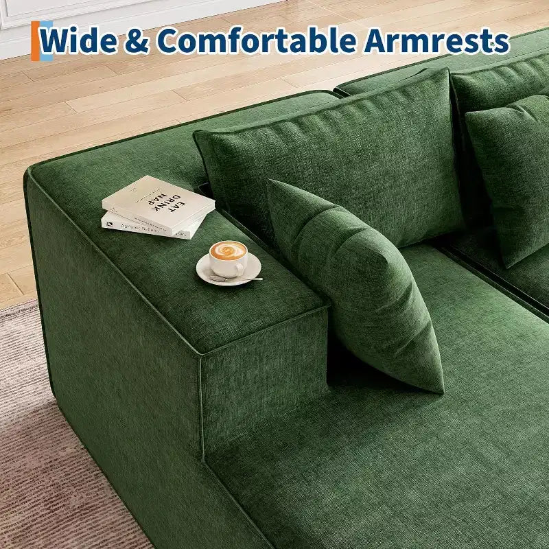 Modular Sectional Couches for Living Room, Modern Polyester Upholstered L Shaped Couch with Pillows, Cloud Upholstered Sofa