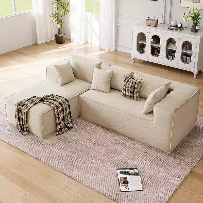Modular Sectional Couches for Living Room, Modern Polyester Upholstered L Shaped Couch with Pillows, Cloud Upholstered Sofa