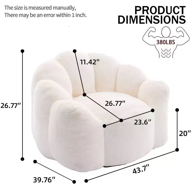 Okak Modern Relax Oversized Plush Cloud Bean Bag Sofa Chair with Armrest,Deep Seat Single Sofa for Living Room,Apartment,Guestroom