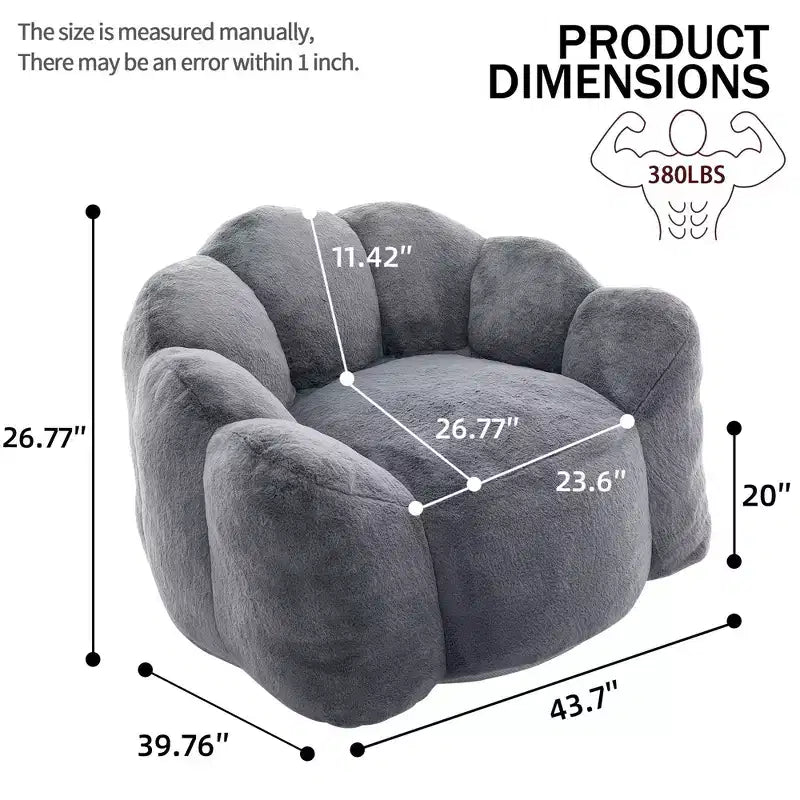 Okak Modern Relax Oversized Plush Cloud Bean Bag Sofa Chair with Armrest,Deep Seat Single Sofa for Living Room,Apartment,Guestroom