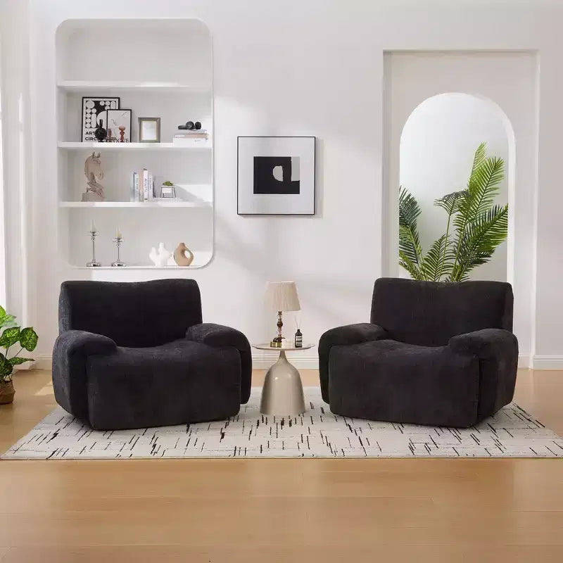 Okak Modern Oversized Chenille Cloud Boneless Sofa Chair with Armrest,Deep Seat Single Sofa for Living Room,Apartment,Guestroom