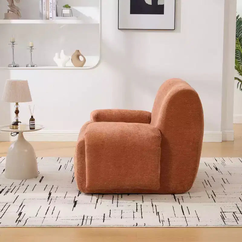 Okak Modern Oversized Chenille Cloud Boneless Sofa Chair with Armrest,Deep Seat Single Sofa for Living Room,Apartment,Guestroom