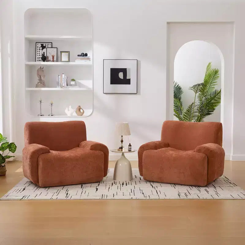 Okak Modern Oversized Chenille Cloud Boneless Sofa Chair with Armrest,Deep Seat Single Sofa for Living Room,Apartment,Guestroom
