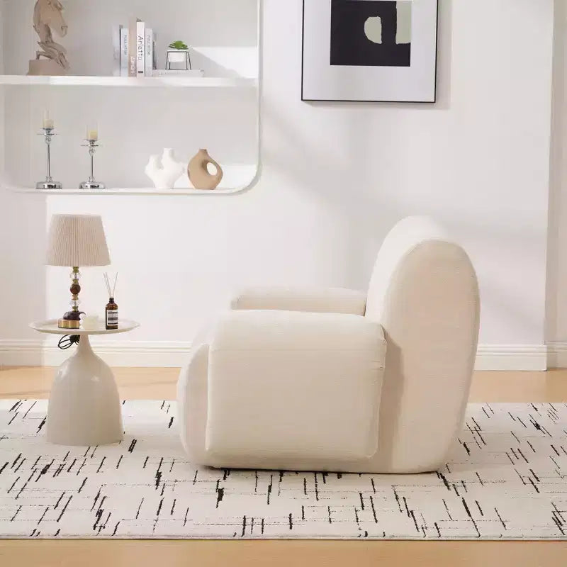 Okak Modern Oversized Chenille Cloud Boneless Sofa Chair with Armrest,Deep Seat Single Sofa for Living Room,Apartment,Guestroom