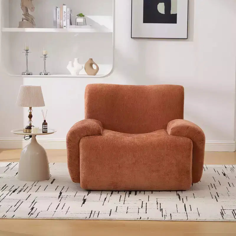 Okak Moderno Sofá Individual Sin Hueso de Nube de Chenilla de Tamaño Extra Grande con Reposabrazos y Asiento Profundo, para Sala de Estar, Apartamento, Habitación de Huéspedes
