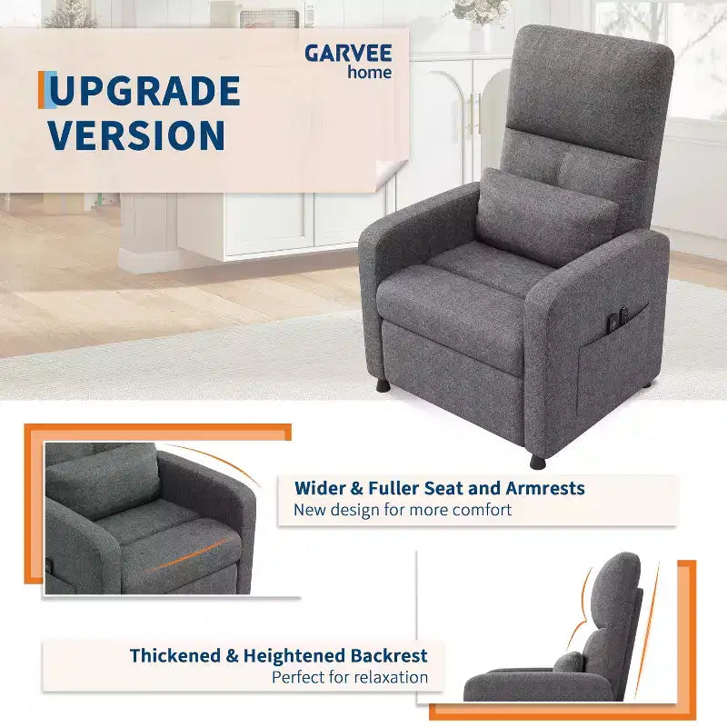 Recliner Chair, Reclining Sofa Adjustable Recliner, Lazy Chair, Ergonomic Overstuffed Tall Back, Padded Seat, 2 Side Pockets, for Living Room