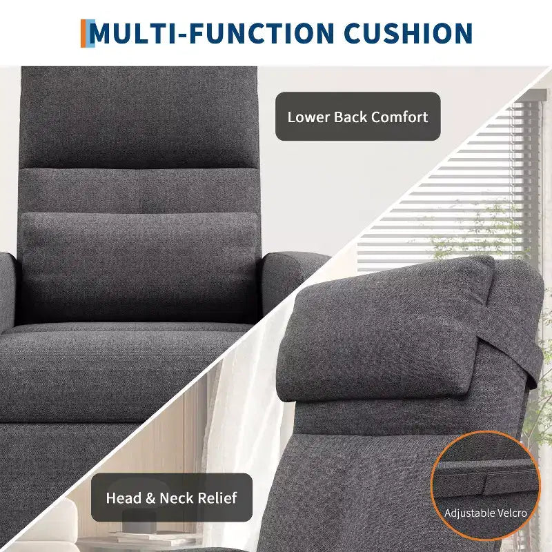 Recliner Chair, Reclining Sofa Adjustable Recliner, Lazy Chair, Ergonomic Overstuffed Tall Back, Padded Seat, 2 Side Pockets, for Living Room