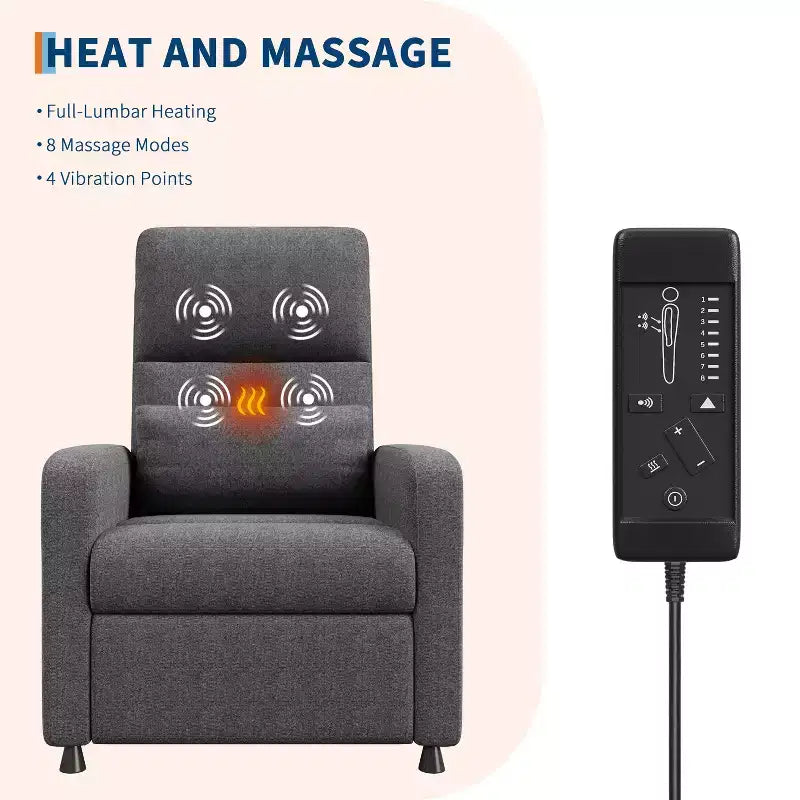 Recliner Chair, Reclining Sofa Adjustable Recliner, Lazy Chair, Ergonomic Overstuffed Tall Back, Padded Seat, 2 Side Pockets, for Living Room