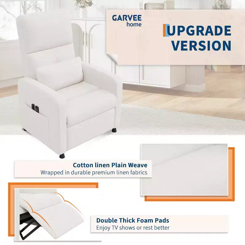 Recliner Chair, Reclining Sofa Adjustable Recliner, Lazy Chair, Ergonomic Overstuffed Tall Back, Padded Seat, 2 Side Pockets, for Living Room