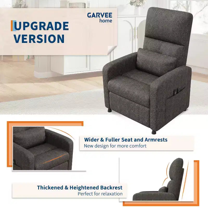 Recliner Chair, Reclining Sofa Adjustable Recliner, Lazy Chair, Ergonomic Overstuffed Tall Back, Padded Seat, 2 Side Pockets, for Living Room