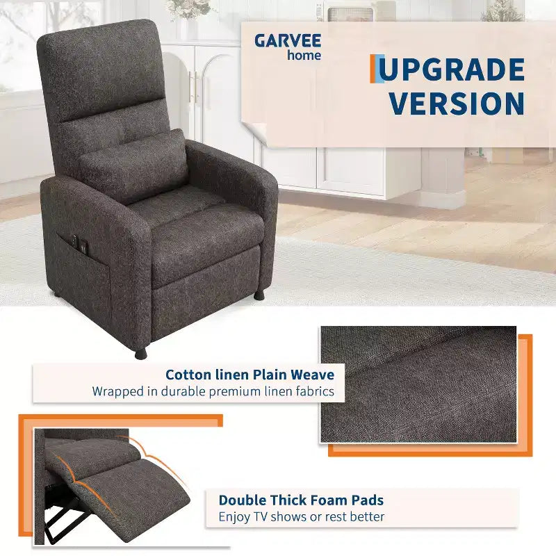 Recliner Chair, Reclining Sofa Adjustable Recliner, Lazy Chair, Ergonomic Overstuffed Tall Back, Padded Seat, 2 Side Pockets, for Living Room