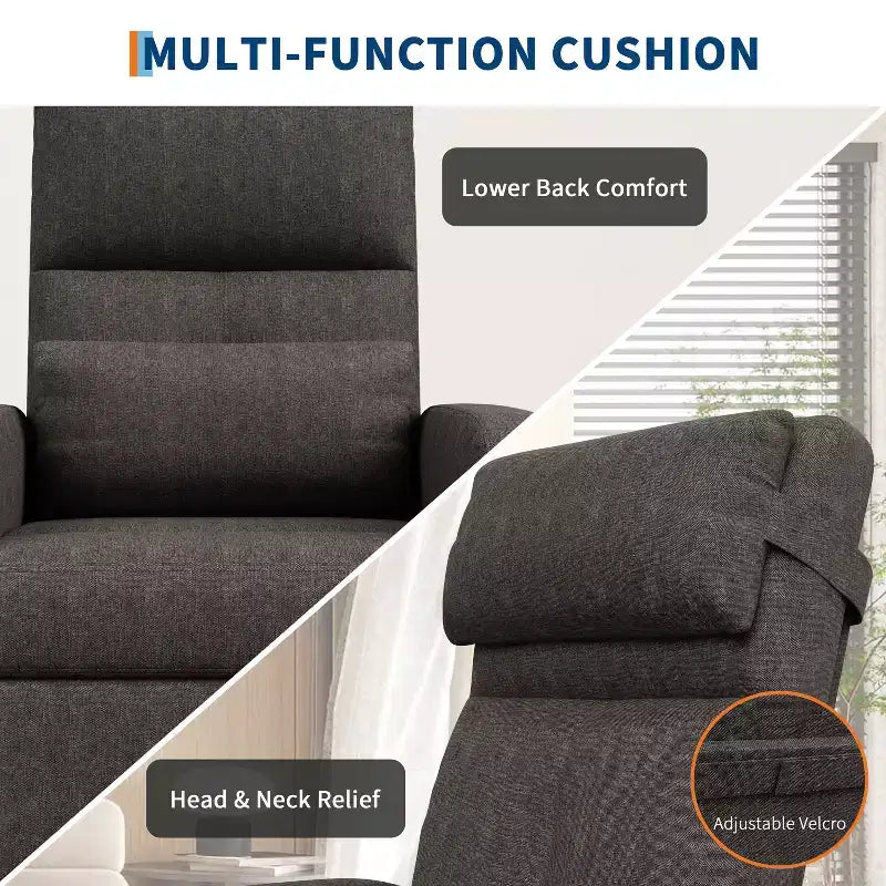 Recliner Chair, Reclining Sofa Adjustable Recliner, Lazy Chair, Ergonomic Overstuffed Tall Back, Padded Seat, 2 Side Pockets, for Living Room