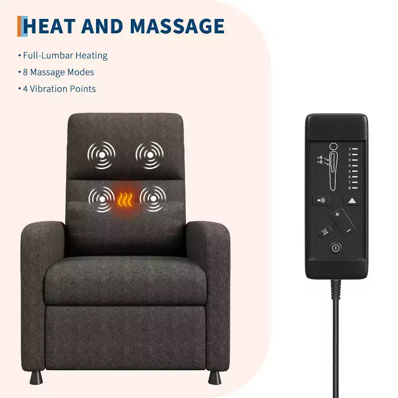 Recliner Chair, Reclining Sofa Adjustable Recliner, Lazy Chair, Ergonomic Overstuffed Tall Back, Padded Seat, 2 Side Pockets, for Living Room
