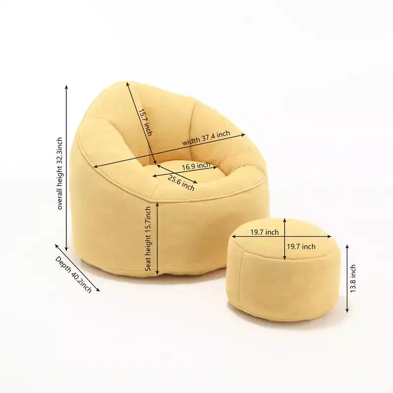 Bean Bag Chair, High-Density Foam Filling Bean Bag Sofa Chairs with Foot Stool, Modern Accent Chair with Ottoman