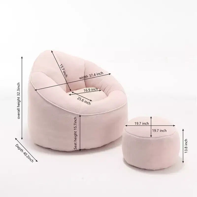 Bean Bag Chair, High-Density Foam Filling Bean Bag Sofa Chairs with Foot Stool, Modern Accent Chair with Ottoman