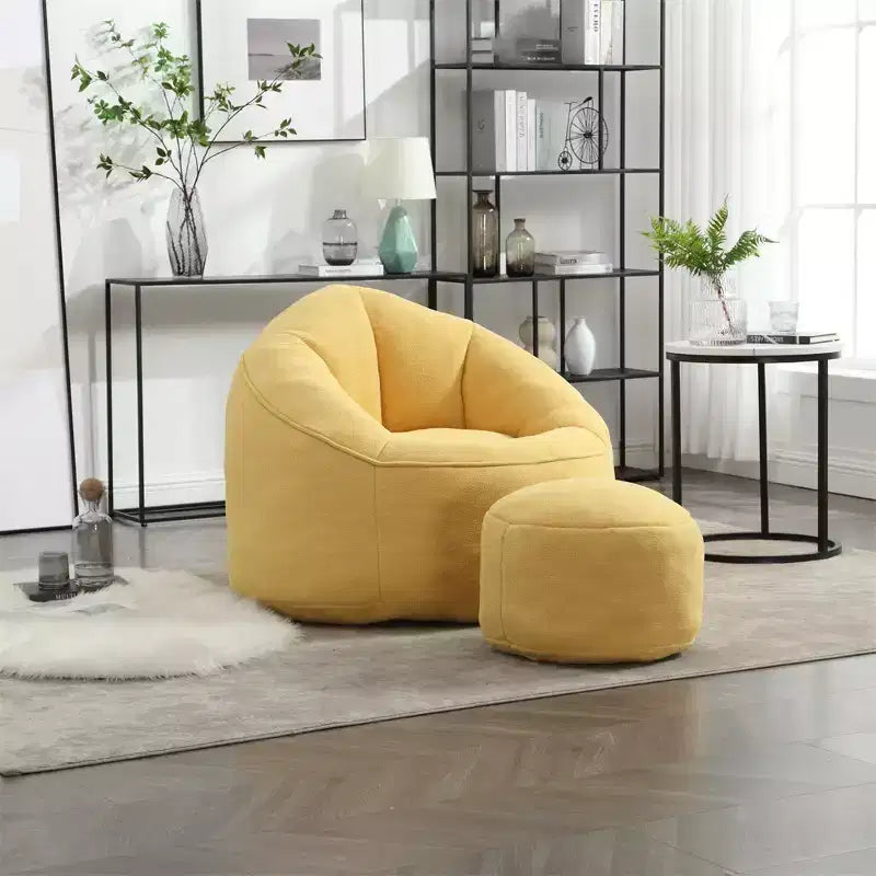 Bean Bag Chair, High-Density Foam Filling Bean Bag Sofa Chairs with Foot Stool, Modern Accent Chair with Ottoman
