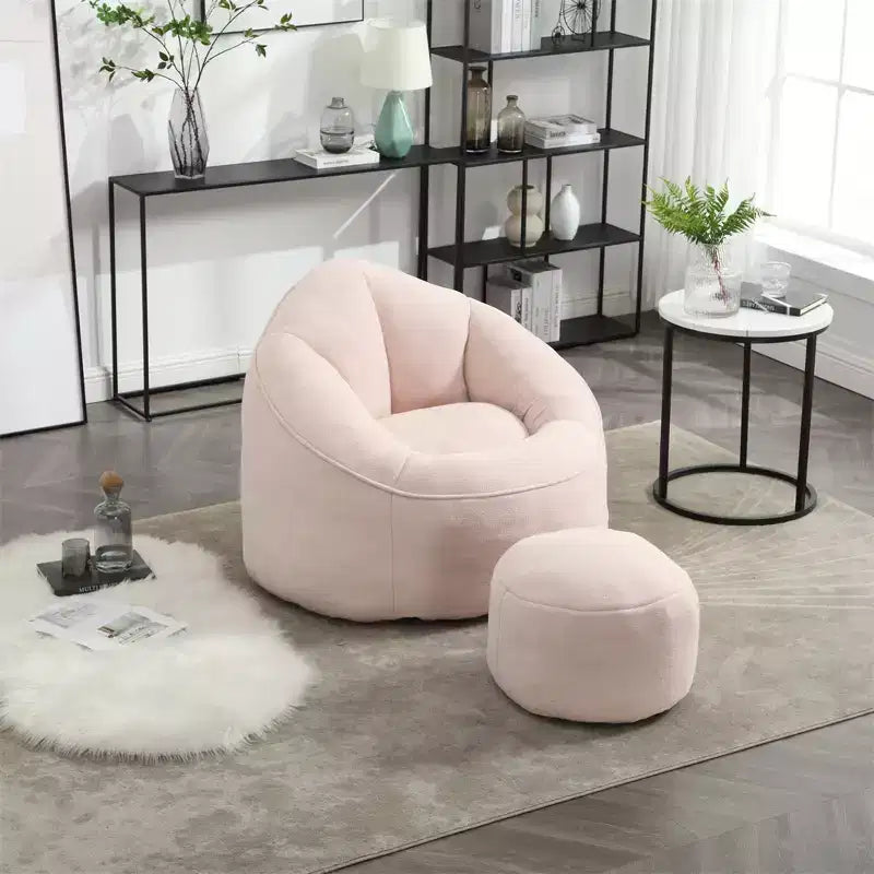 Bean Bag Chair, High-Density Foam Filling Bean Bag Sofa Chairs with Foot Stool, Modern Accent Chair with Ottoman