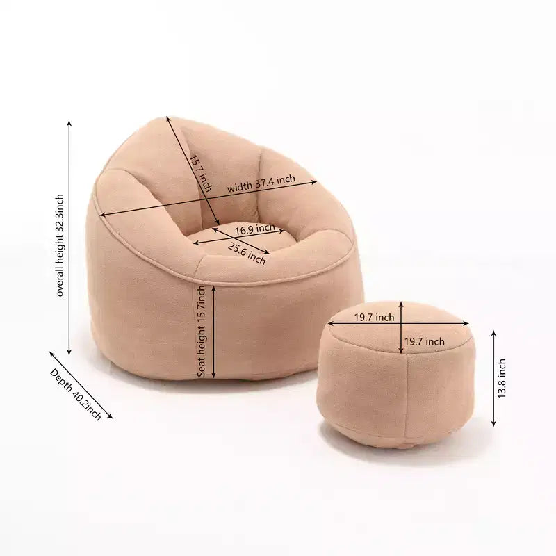 Bean Bag Chair, High-Density Foam Filling Bean Bag Sofa Chairs with Foot Stool, Modern Accent Chair with Ottoman