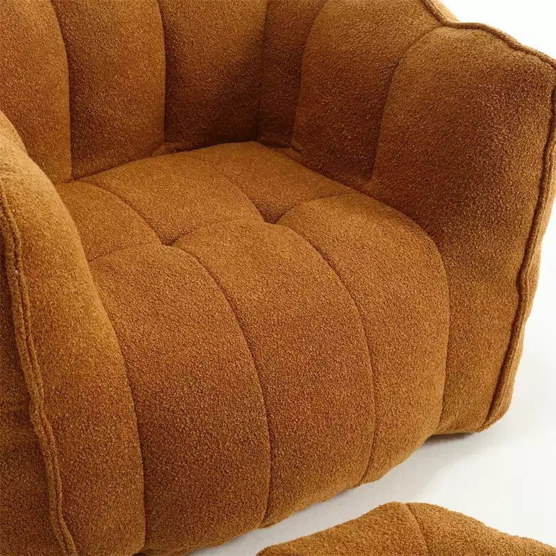 Bean Bag Sofa with Ottoman, Modern Soft Bean Bag Chair with Armrests, Chenille Square Lazy Couch