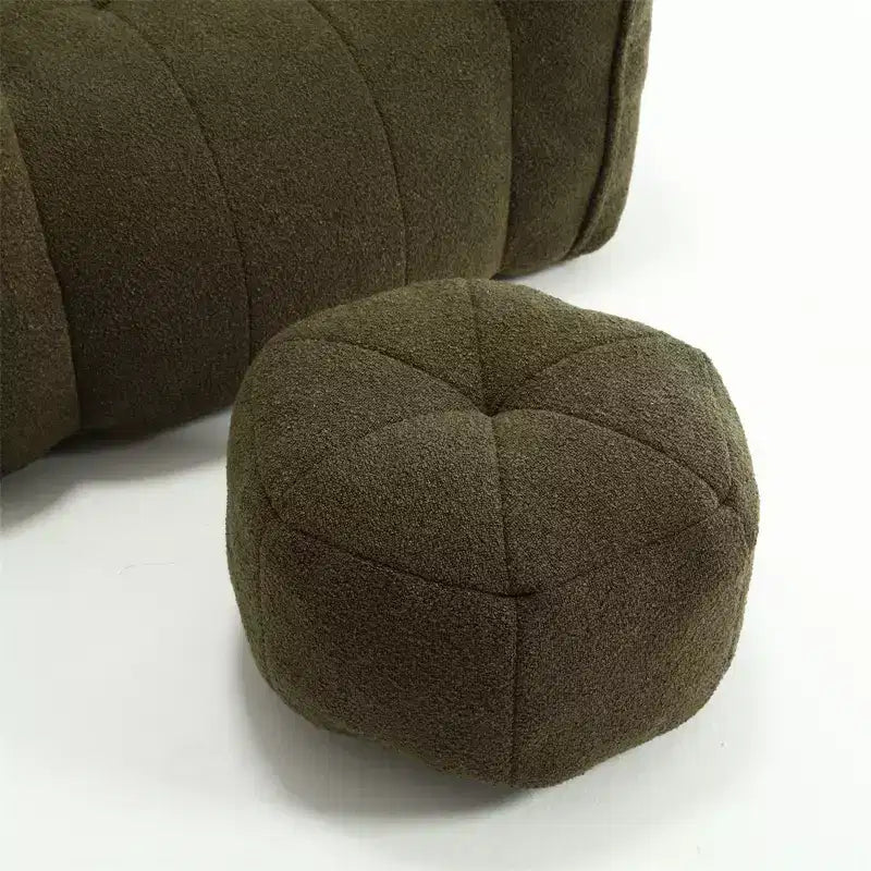 Bean Bag Sofa with Ottoman, Modern Soft Bean Bag Chair with Armrests, Chenille Square Lazy Couch