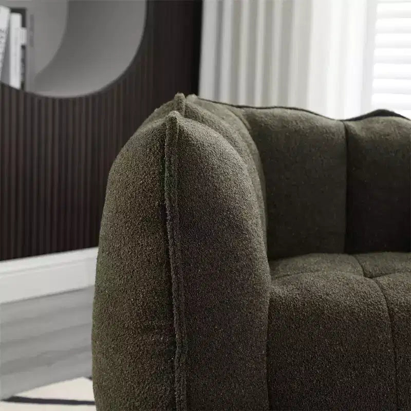 Bean Bag Sofa with Ottoman, Modern Soft Bean Bag Chair with Armrests, Chenille Square Lazy Couch