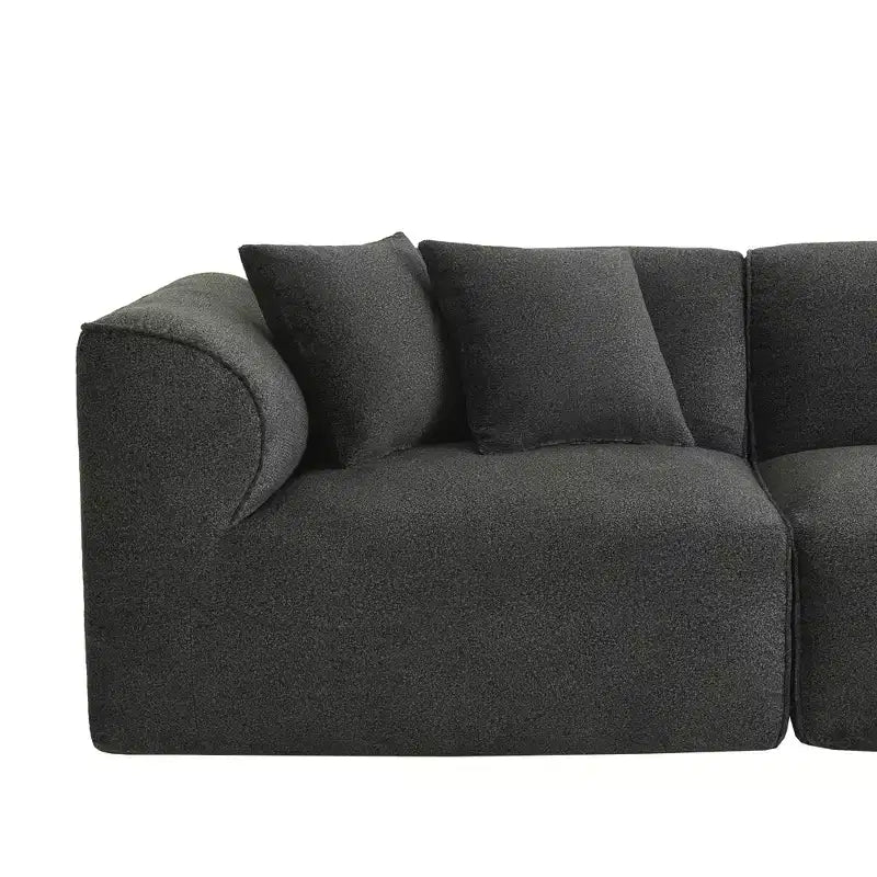 Clihome Luxury Living Room 4-Seater Velvet Sofa Set with Movable Ottoman,Plush Couch