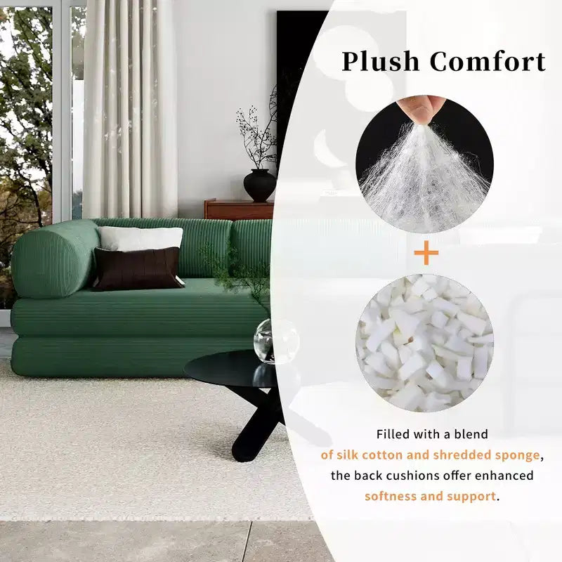 Clihome L-Shaped Corduroy Sofa Bed, Modular Sectional with Reversible Chaise & High-Density Foam for Versatile Living Room