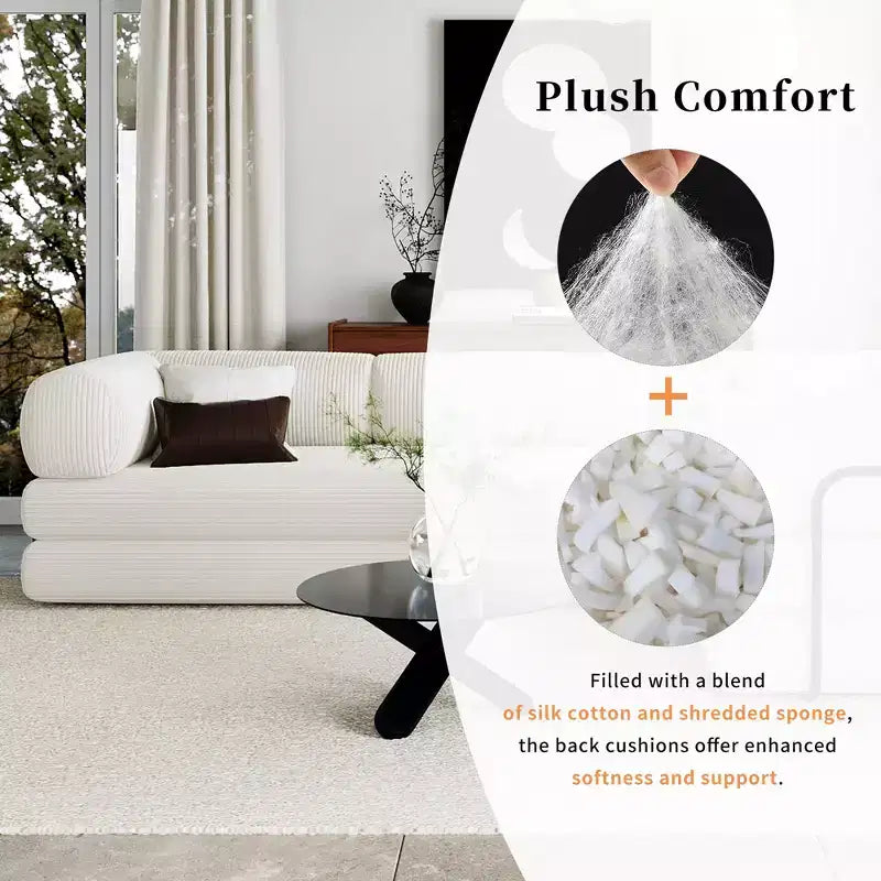 Clihome L-Shaped Corduroy Sofa Bed, Modular Sectional with Reversible Chaise & High-Density Foam for Versatile Living Room