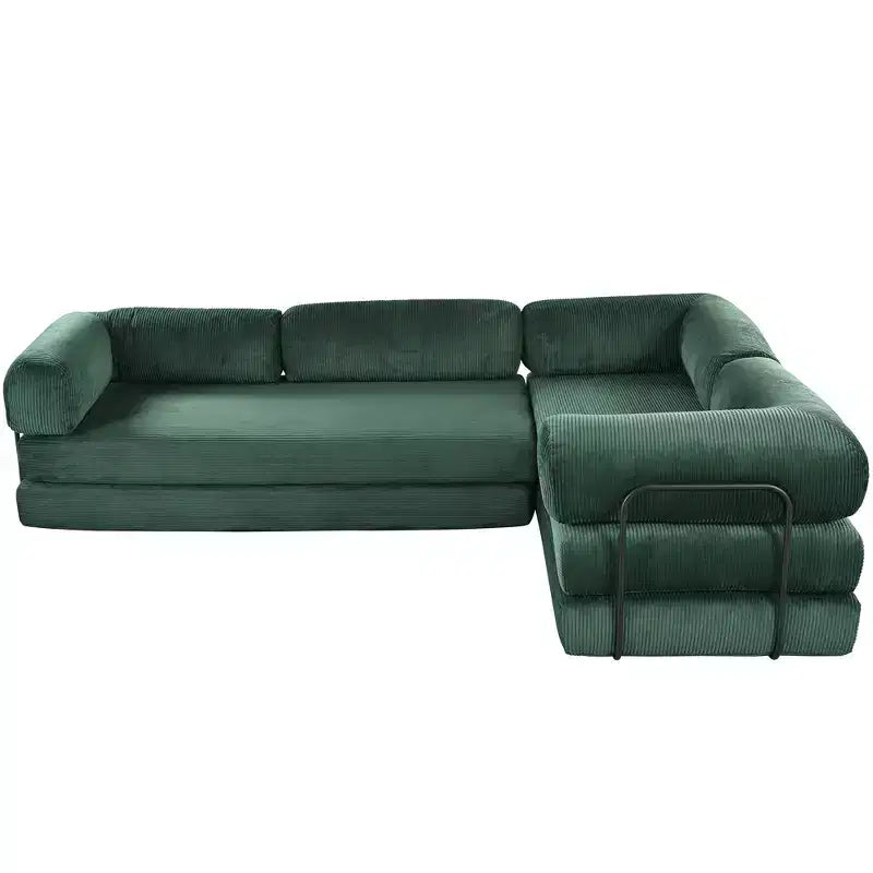 Clihome L-Shaped Corduroy Sofa Bed, Modular Sectional with Reversible Chaise & High-Density Foam for Versatile Living Room
