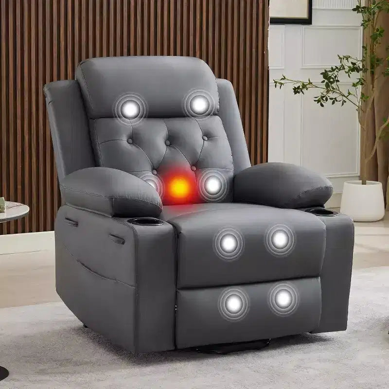 Sillón reclinable de pana cómodo, reclinable elevador de cuero sintético de gran tamaño, diseño ajustable, bolsillos laterales, dos portavasos, para sala de estar, dormitorio
