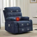 Rocker Recliner, 360 Swivel Linen Glider Chairs, Side Pocket & 2 Cup Holders, for Living Room, Bedroom