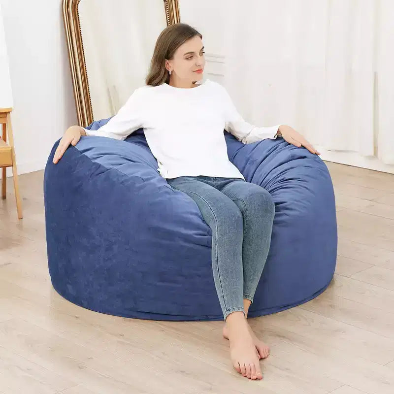 Giant Bean Bag Chair with High-Rebound Memory Foam, 4 Ft Large Bean Bag Chairs, Comfy Bean Bag Sofa, Big Beanbag Chair Round Soft