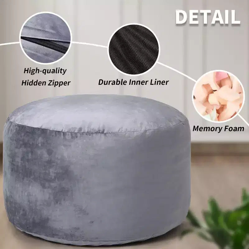 Giant Bean Bag Chair with High-Rebound Memory Foam, 4 Ft Large Bean Bag Chairs, Comfy Bean Bag Sofa, Big Beanbag Chair Round Soft
