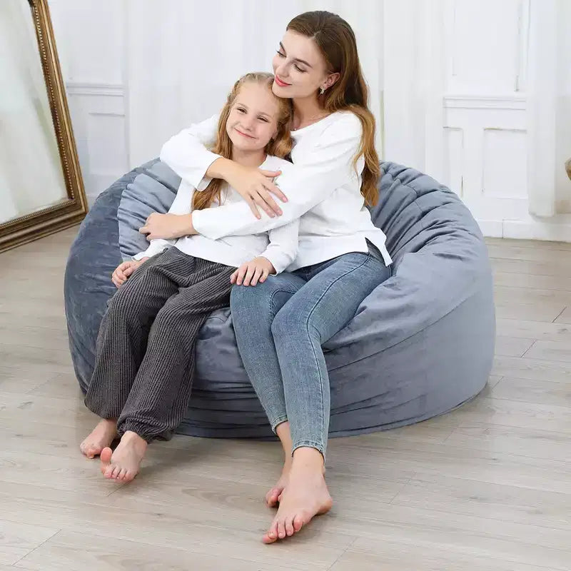 Giant Bean Bag Chair with High-Rebound Memory Foam, 4 Ft Large Bean Bag Chairs, Comfy Bean Bag Sofa, Big Beanbag Chair Round Soft