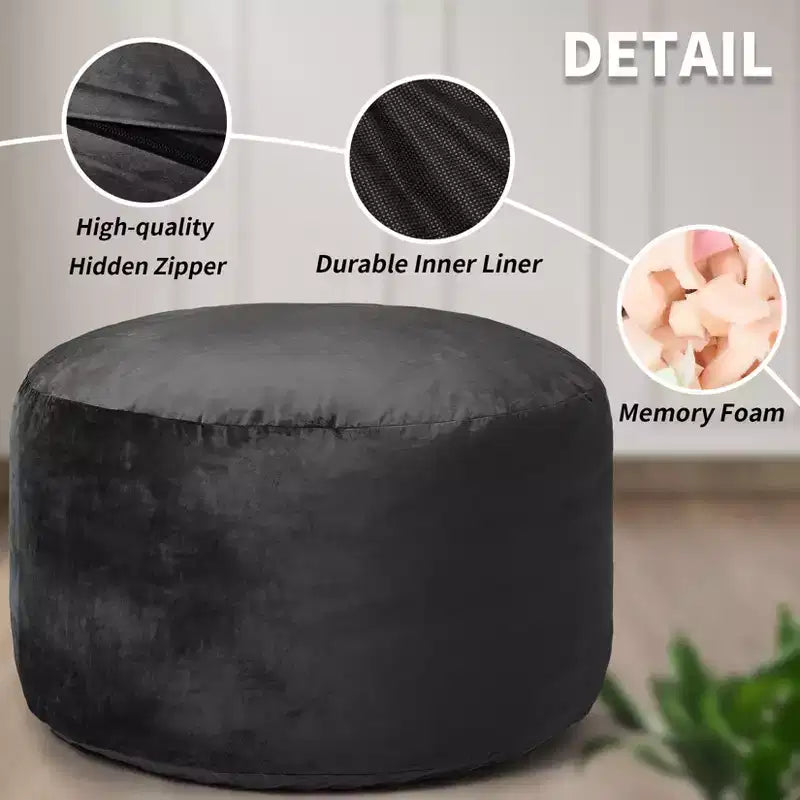 Giant Bean Bag Chair with High-Rebound Memory Foam, 4 Ft Large Bean Bag Chairs, Comfy Bean Bag Sofa, Big Beanbag Chair Round Soft