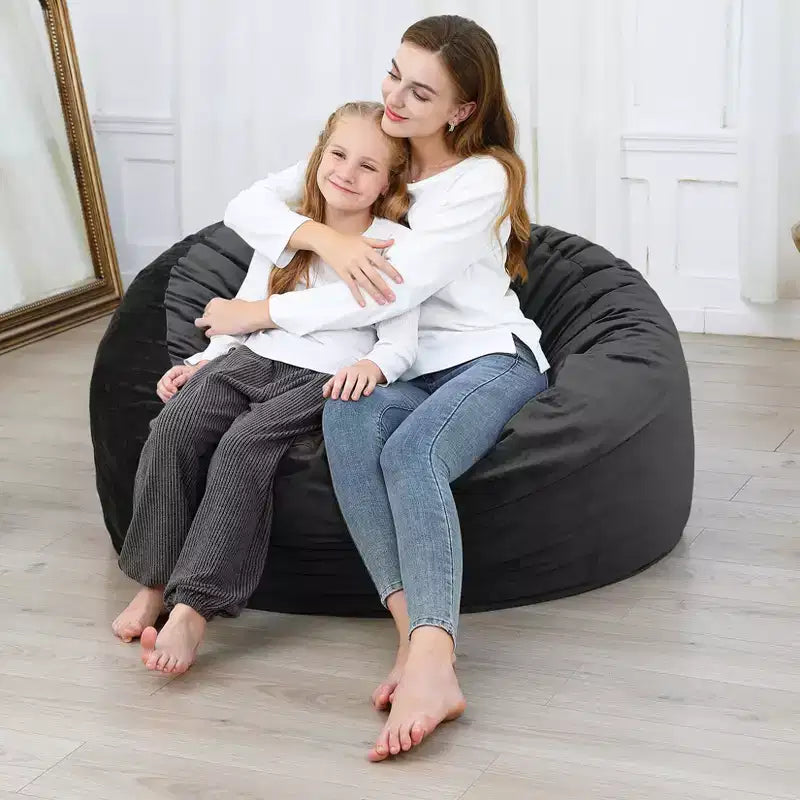 Giant Bean Bag Chair with High-Rebound Memory Foam, 4 Ft Large Bean Bag Chairs, Comfy Bean Bag Sofa, Big Beanbag Chair Round Soft