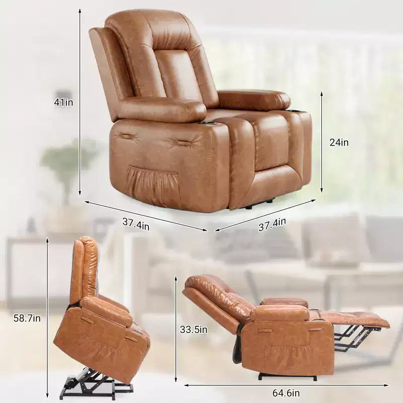 PU Leather Power Lift Recliner Chair, Adjustable Recliner, Ergonomic Single Sofa, for Living Room